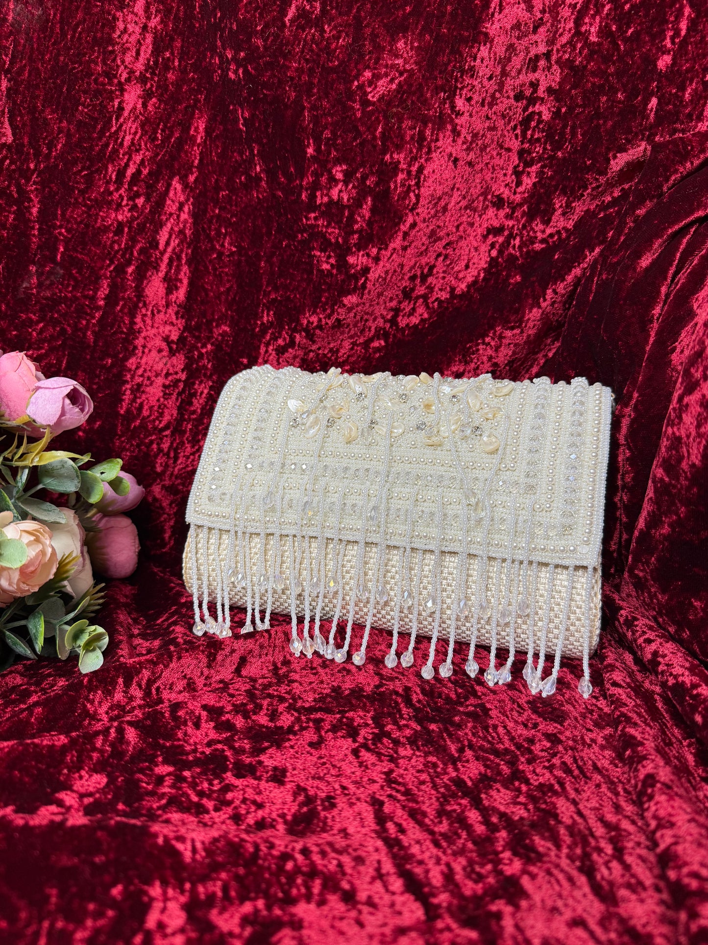 Divine Pearl Tassel Clutch