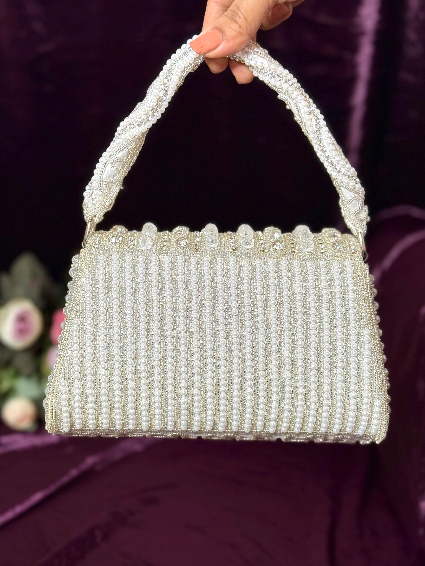 Pearl embellished Flap over Clutch