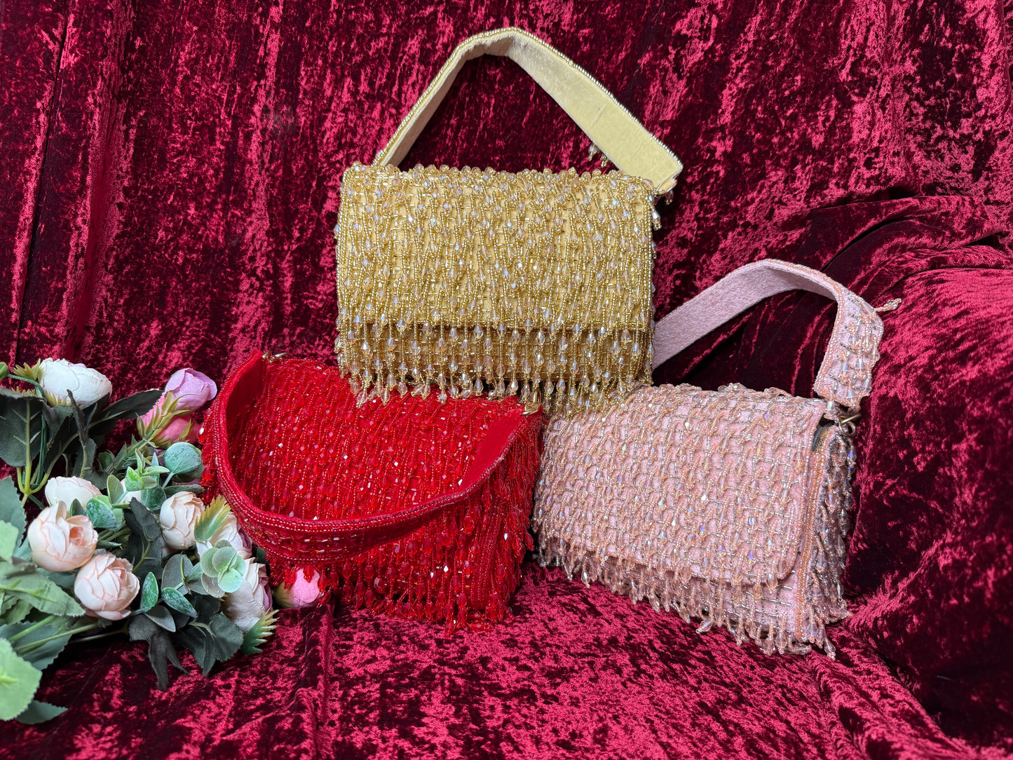 Red Crystal Tassel Clutch purse