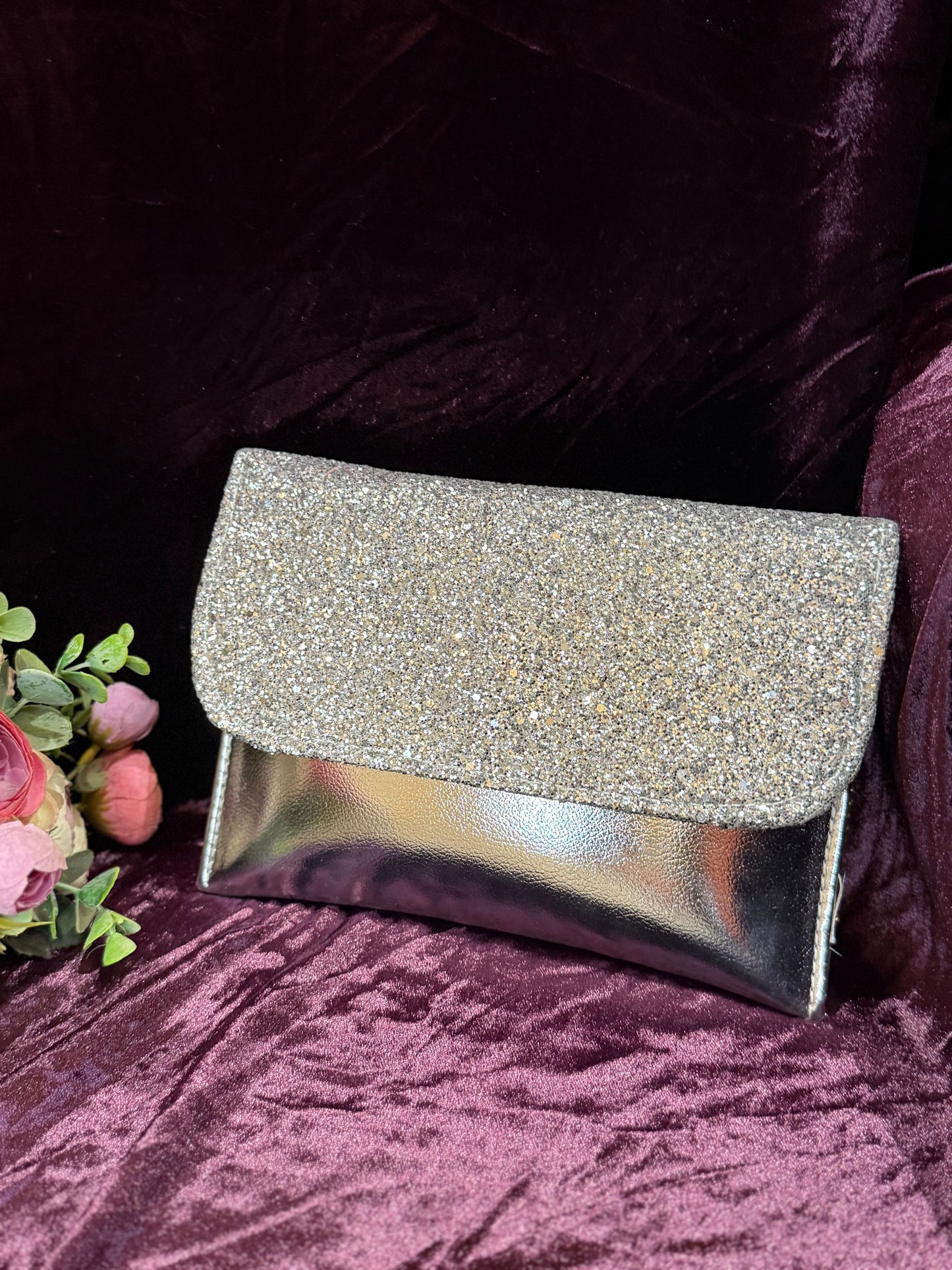 Silver Envelope Handbag
