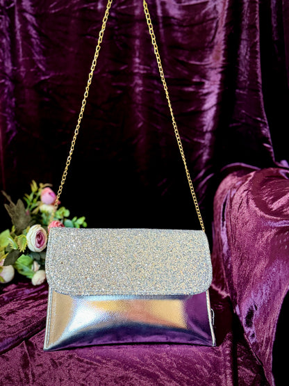 Silver Envelope Handbag