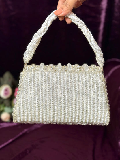 Crystal Embellished Ivory Clutch