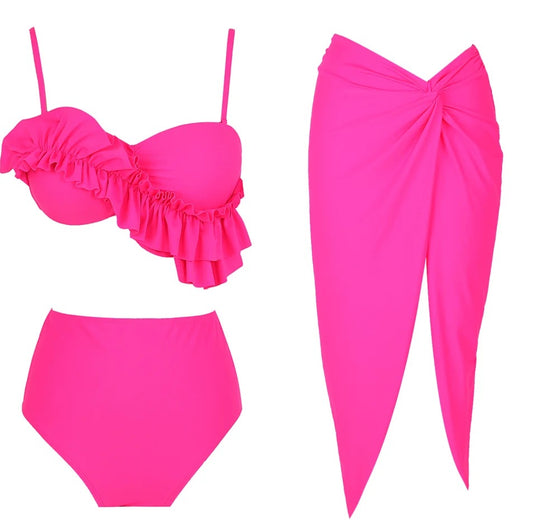 Hotpink Ruffles Beach wear