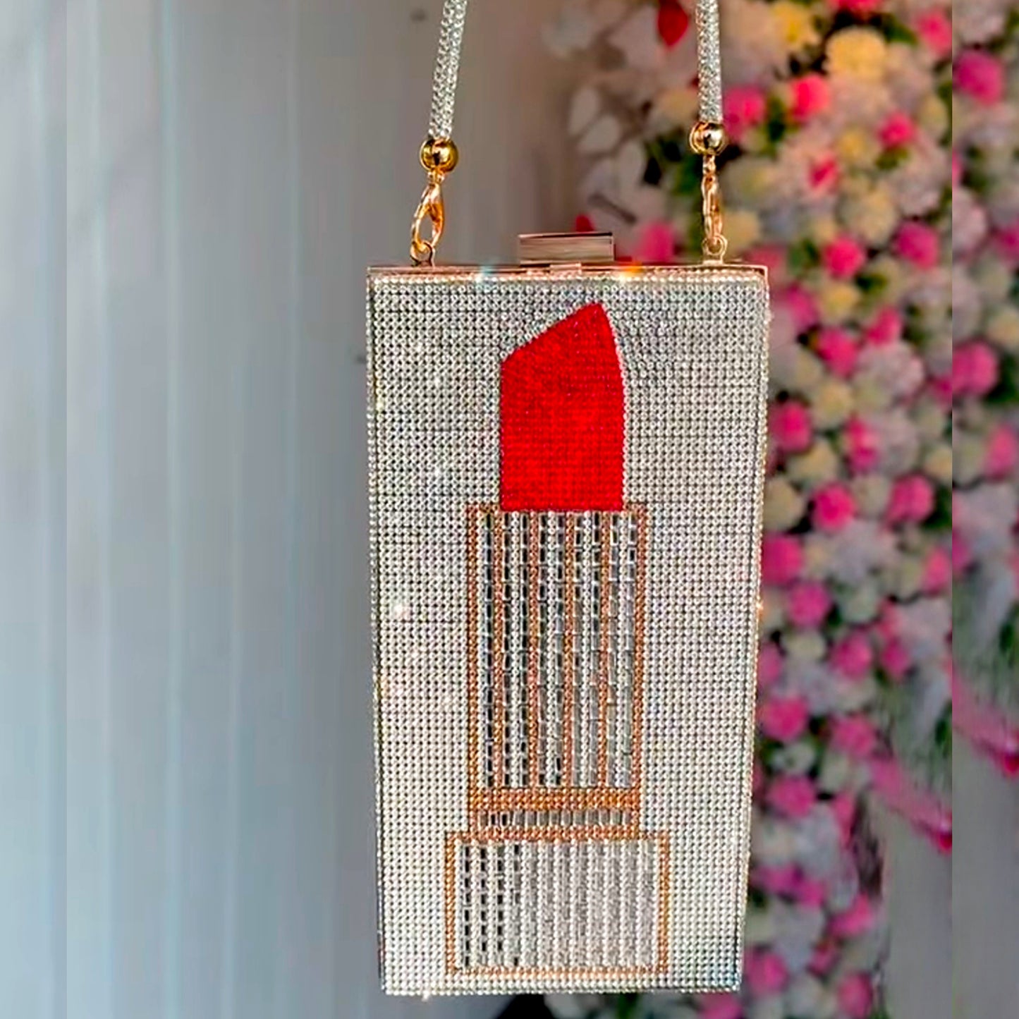 Lipstick Rhinestones Clutch