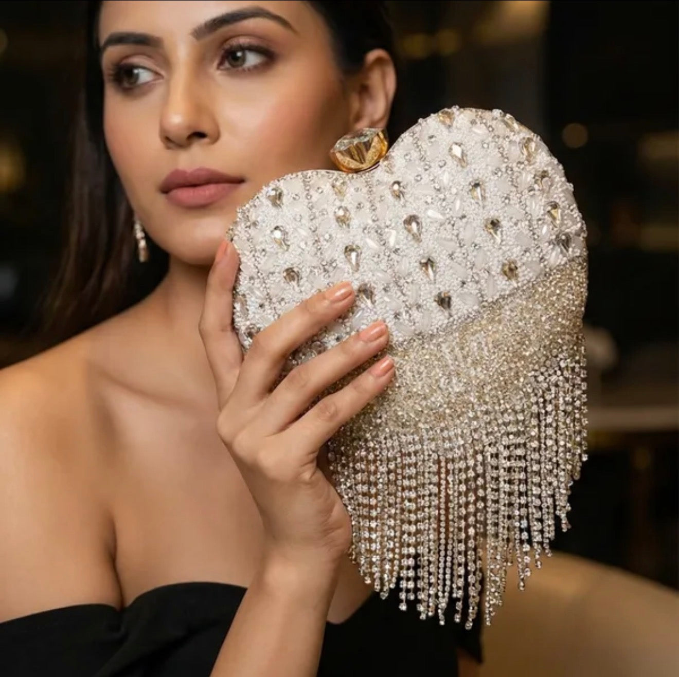 Heart Fringe Clutch