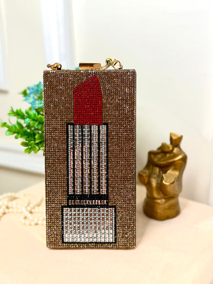 Lipstick Gold Clutch