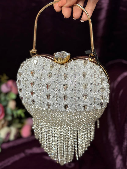 Heart Fringe Clutch