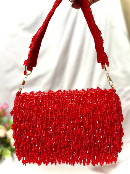 Crystal Red Tassel Clutch purse
