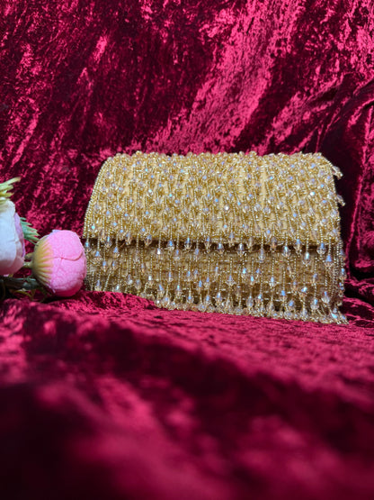 Crystal Gold Tassel Clutch