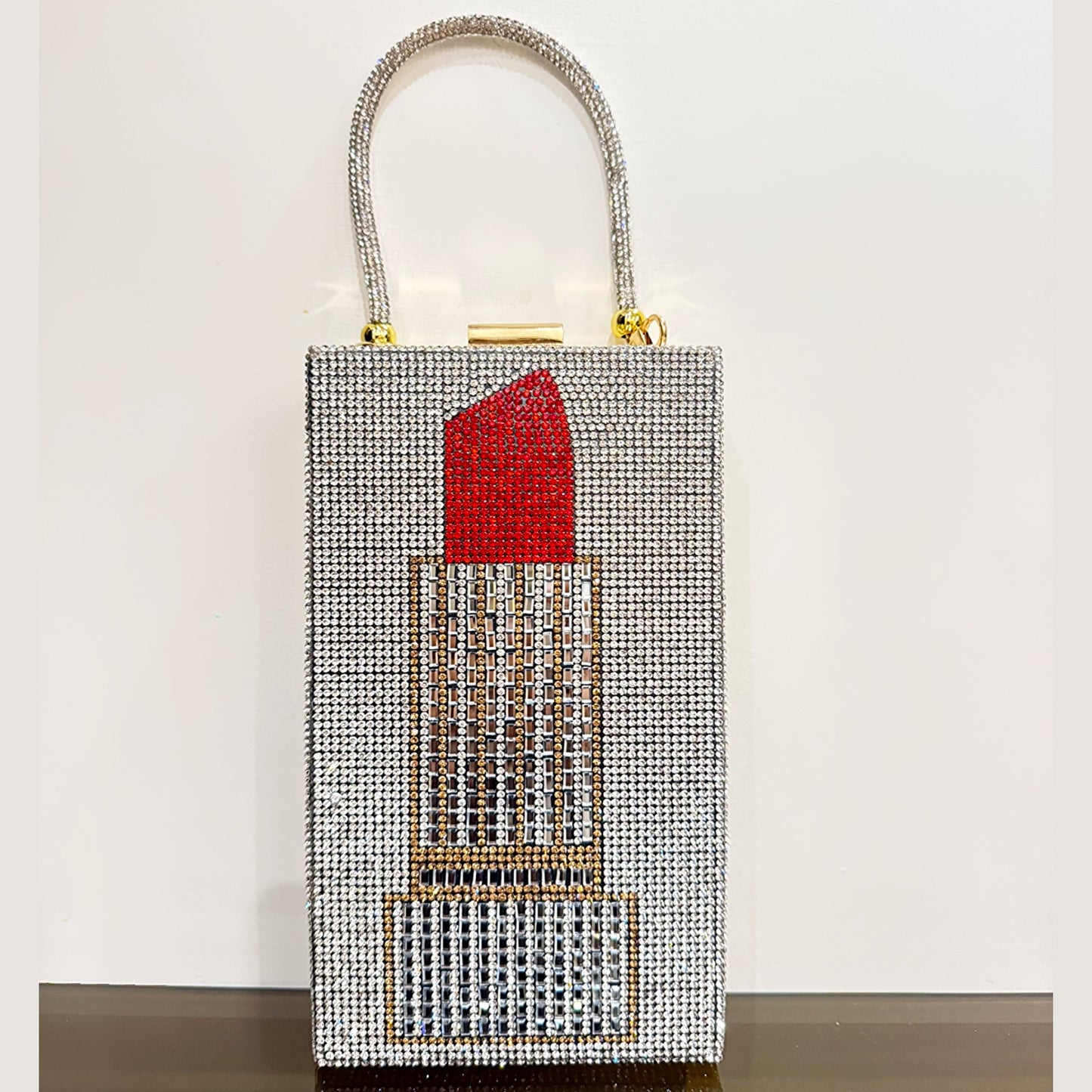 Lipstick Rhinestones Clutch