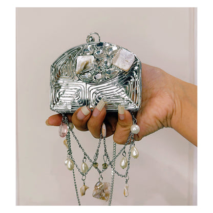 Parisa Silver Mini Metal Bag