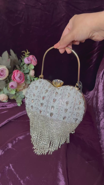 Heart Fringe Clutch