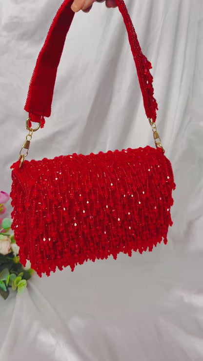 Crystal Red Tassel Clutch purse